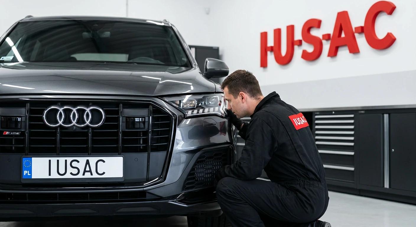 Technik IUSAC sprawdzający stan techniczny Audi Q7 4M z USA