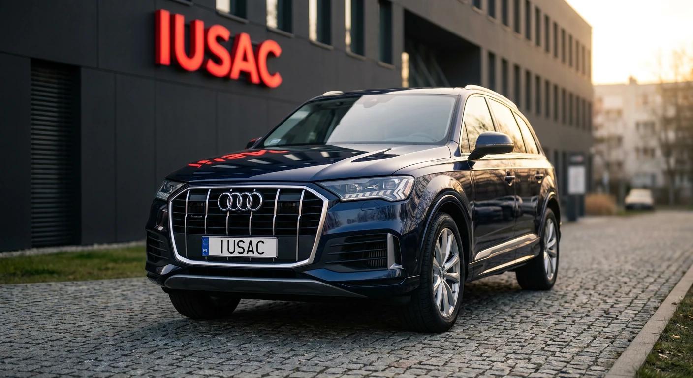 Gotowe do odbioru luksusowe Audi Q7 z USA przed salonem IUSAC