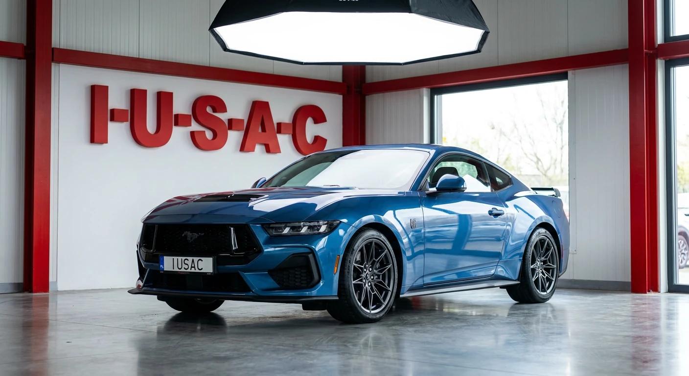 Gotowy do odbioru Ford Mustang S650 z USA w salonie IUSAC po profesjonalnej naprawie