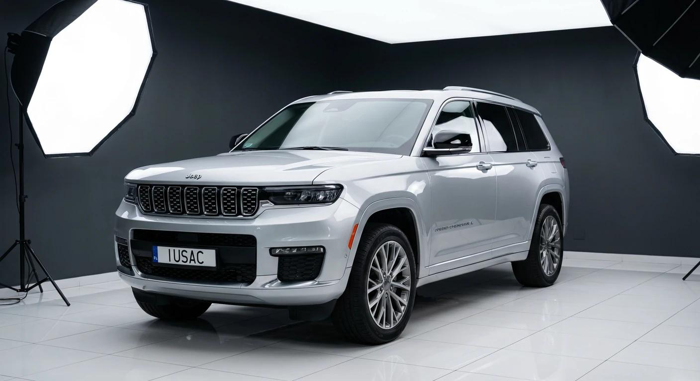 Srebrny Jeep Grand Cherokee L 2026 gotowy do odbioru w salonie IUSAC specjalizującym się w autach z Ameryki