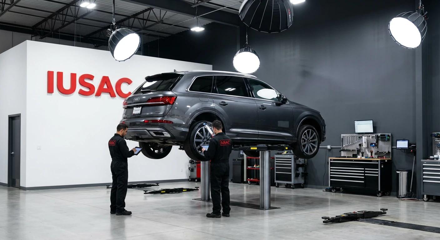 Naprawa powypadkowa Audi Q7 z USA w nowoczesnym warsztacie IUSAC w Wielkopolsce