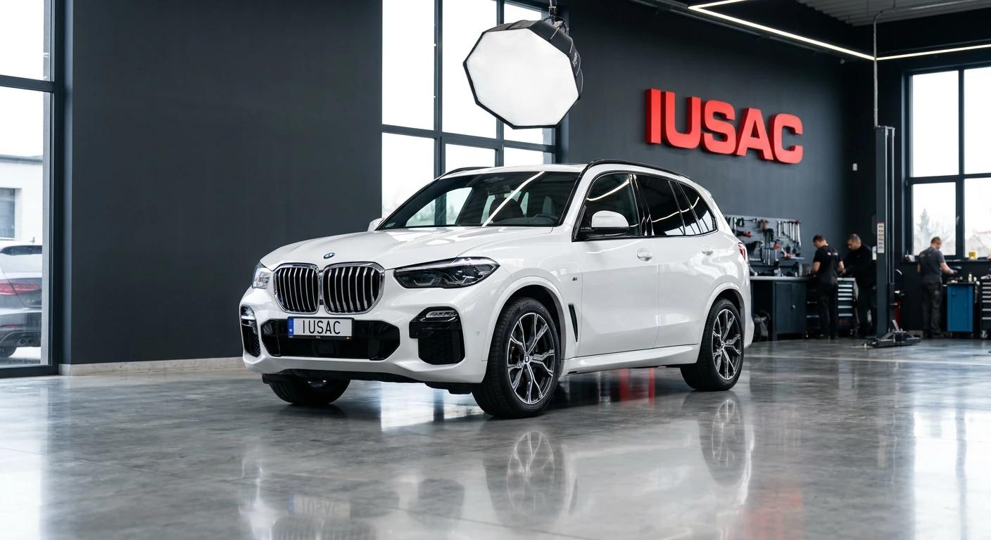 Białe BMW X5 G05 M Sport z USA w nowoczesnym salonie IUSAC przygotowane dla klienta z Rzeszowa