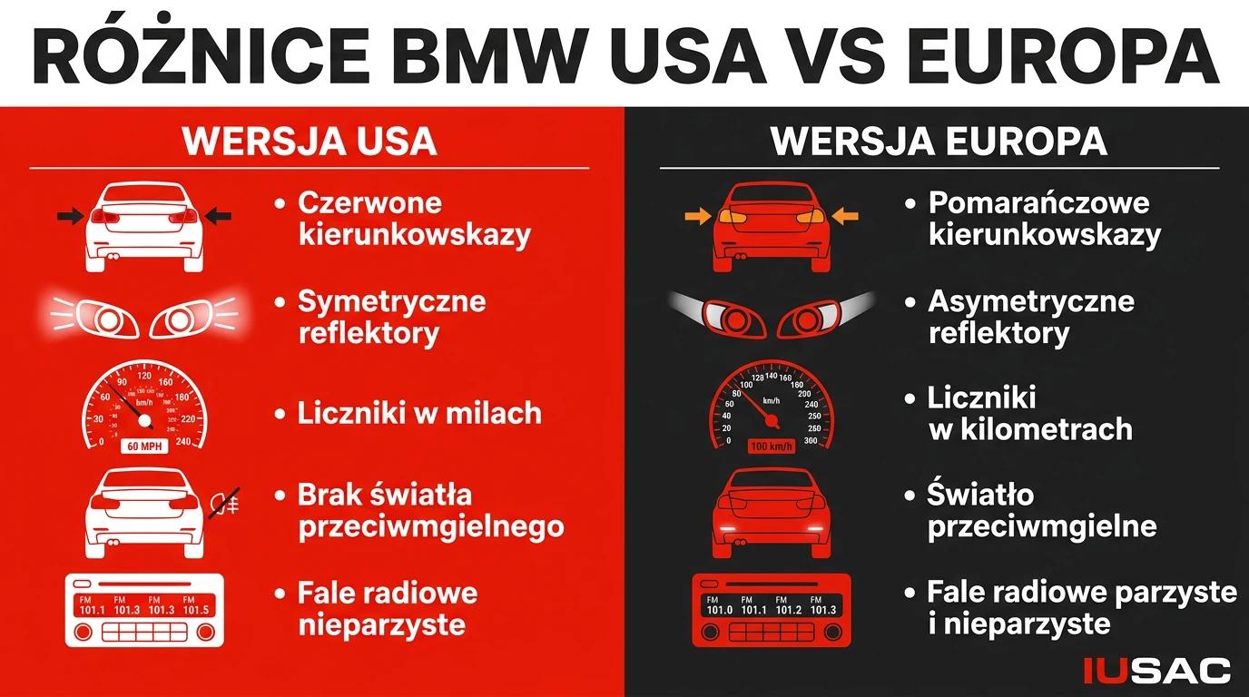 Zestawienie różnic technicznych i wizualnych między BMW z USA a wersją z Europy