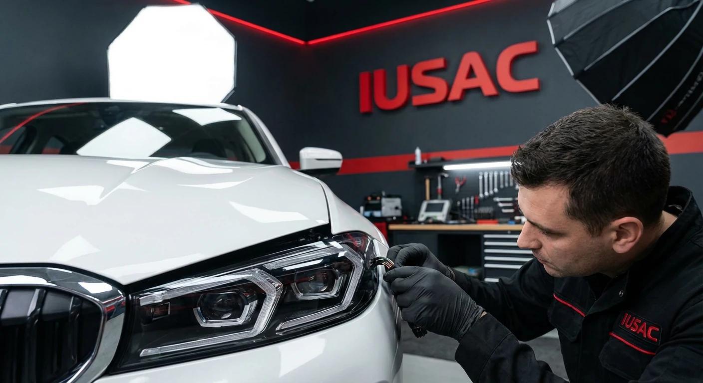 Proces konwersji i homologacji oświetlenia BMW z USA w profesjonalnym serwisie IUSAC