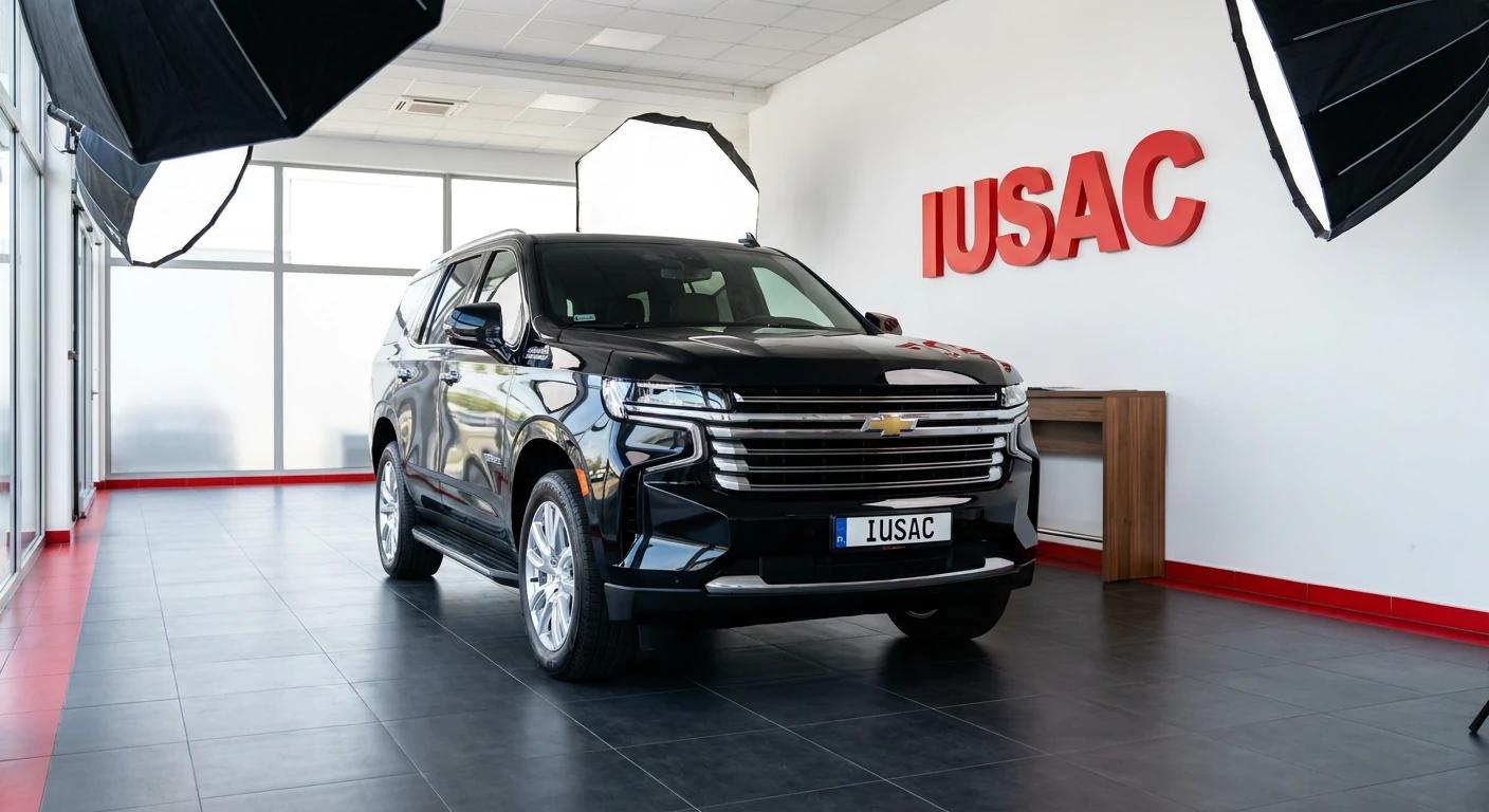 Czarny Chevrolet Tahoe 2025 jako alternatywa dla Dodge Durango, w strefie wydań biura IUSAC.