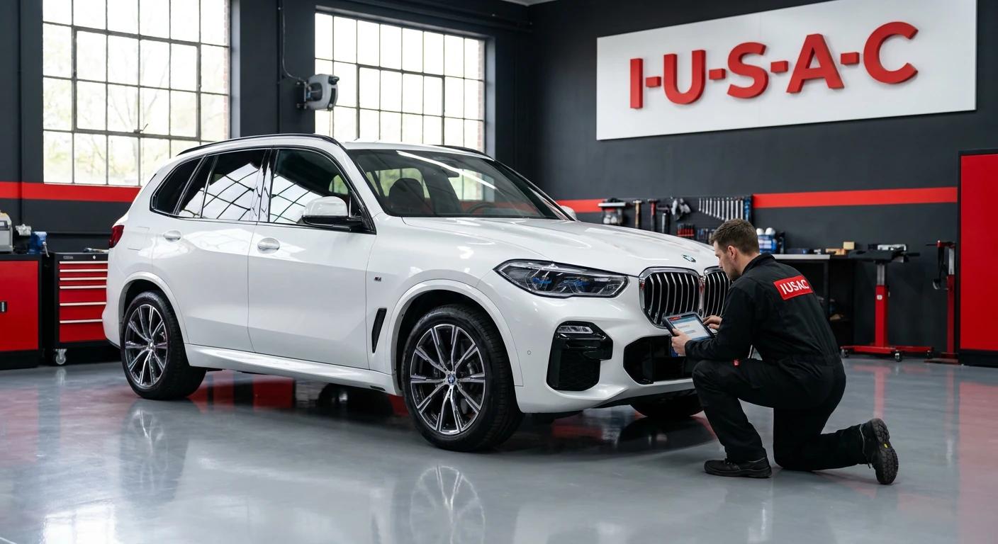 Proces naprawy aut z USA - oględziny BMW X5 w warsztacie IUSAC