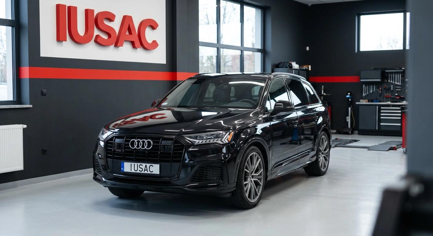 Luksusowe Audi Q7 2024 w serwisie IUSAC jako alternatywa dla minivanów, samochody z Ameryki gotowe do odbioru.