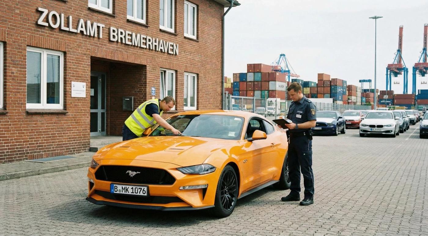 Odprawa celna samochodu sprowadzonego z USA - procedura w porcie Bremerhaven z weryfikacją dokumentów i VIN