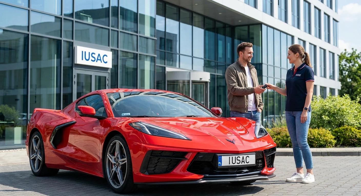 Gotowy do drogi Chevrolet Corvette C8 2024 z nowymi kluczykami przekazywany klientowi przez IUSAC