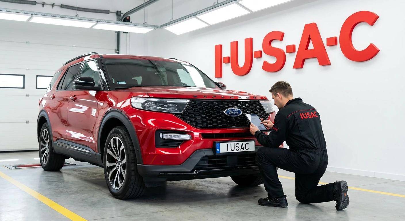 Mechanik IUSAC diagnozujący Forda Explorera 2024. Import aut z USA to gwarancja jakości.