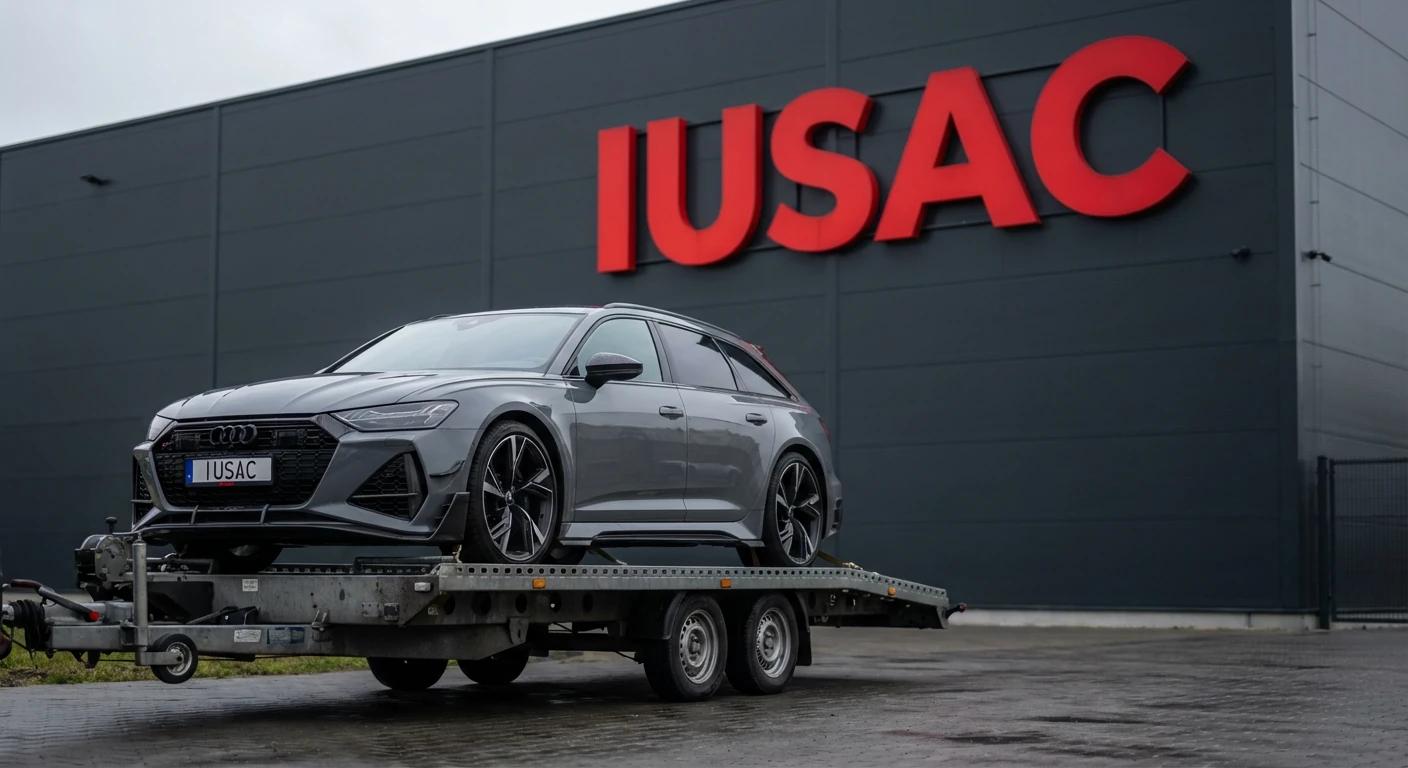 Audi RS6 Avant po odprawie celnej - transport auta z Ameryki do serwisu IUSAC.