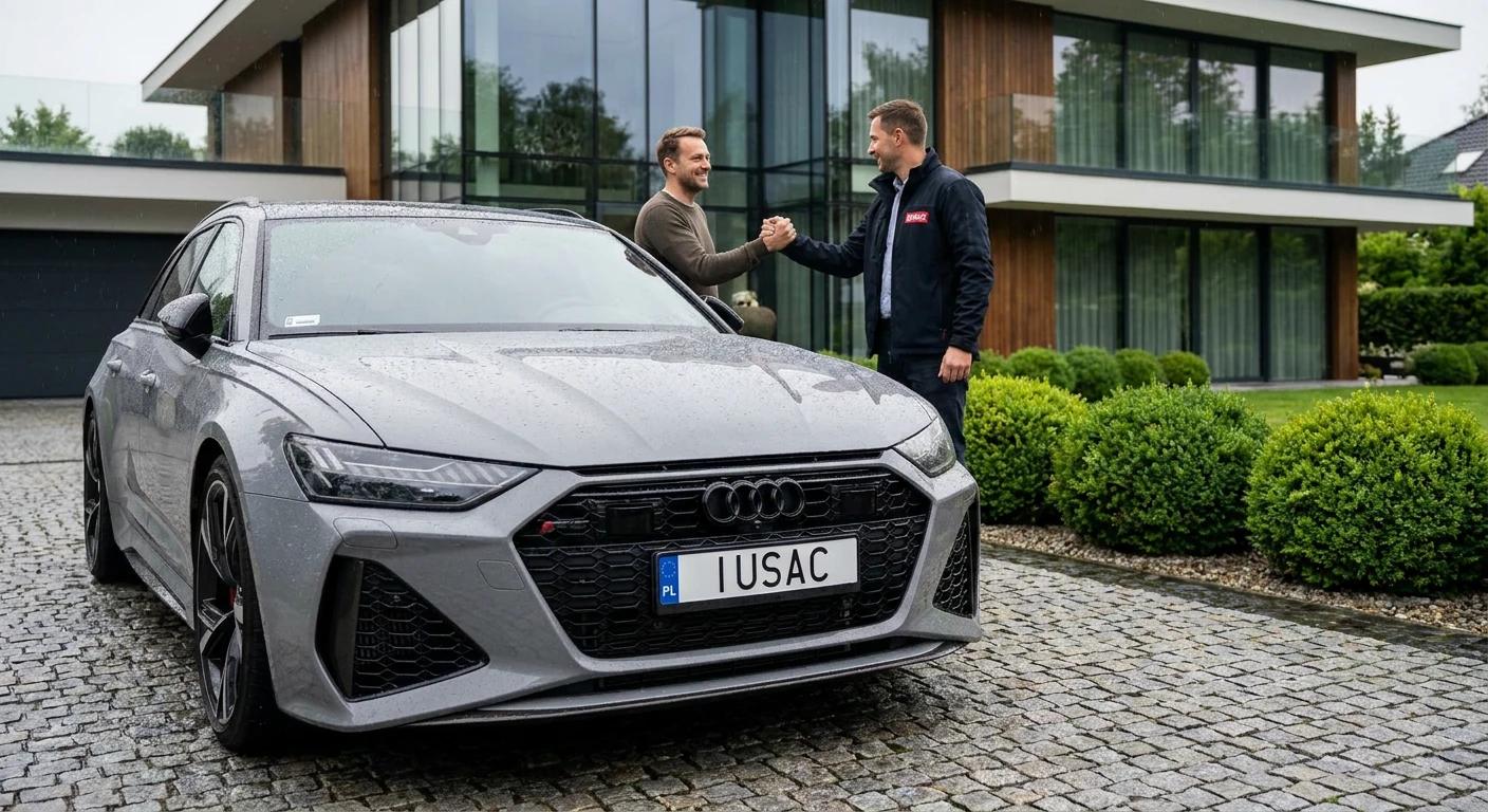 Dostawa pod dom w Szczecinie Audi RS6 z USA przez przedstawiciela IUSAC