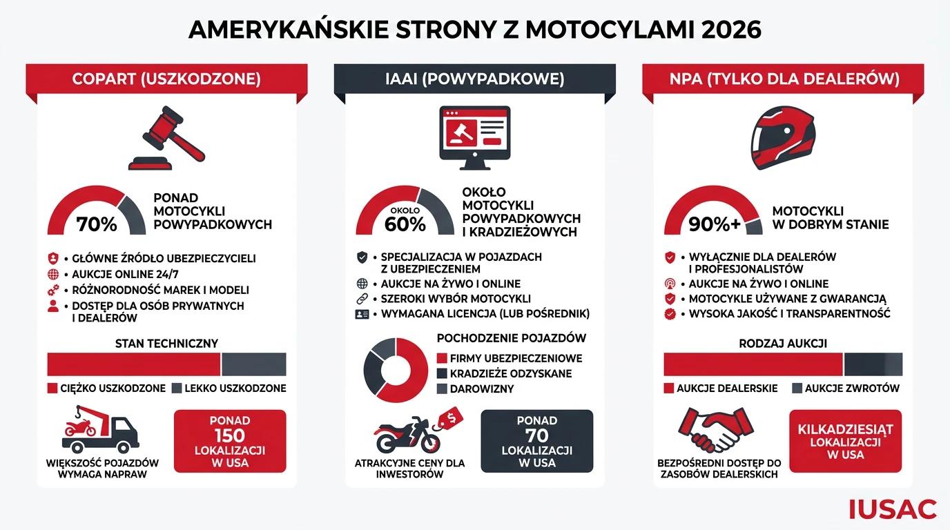 Najpopularniejsze amerykańskie strony z motocyklami i quadami w 2026 roku – Copart, IAAI, NPA.