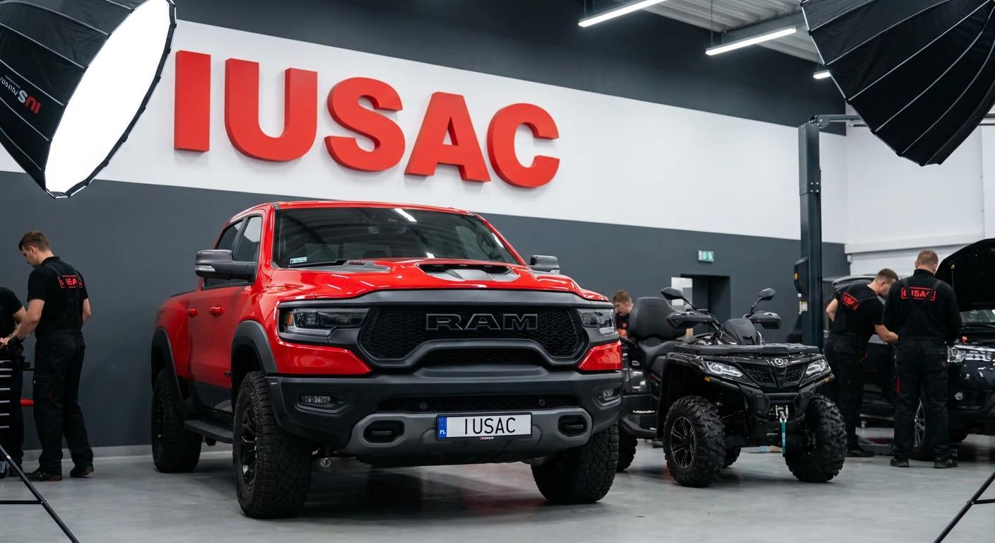 Amerykański RAM 1500 TRX i quad BRP podczas naprawy powypadkowej i homologacji w serwisie IUSAC.