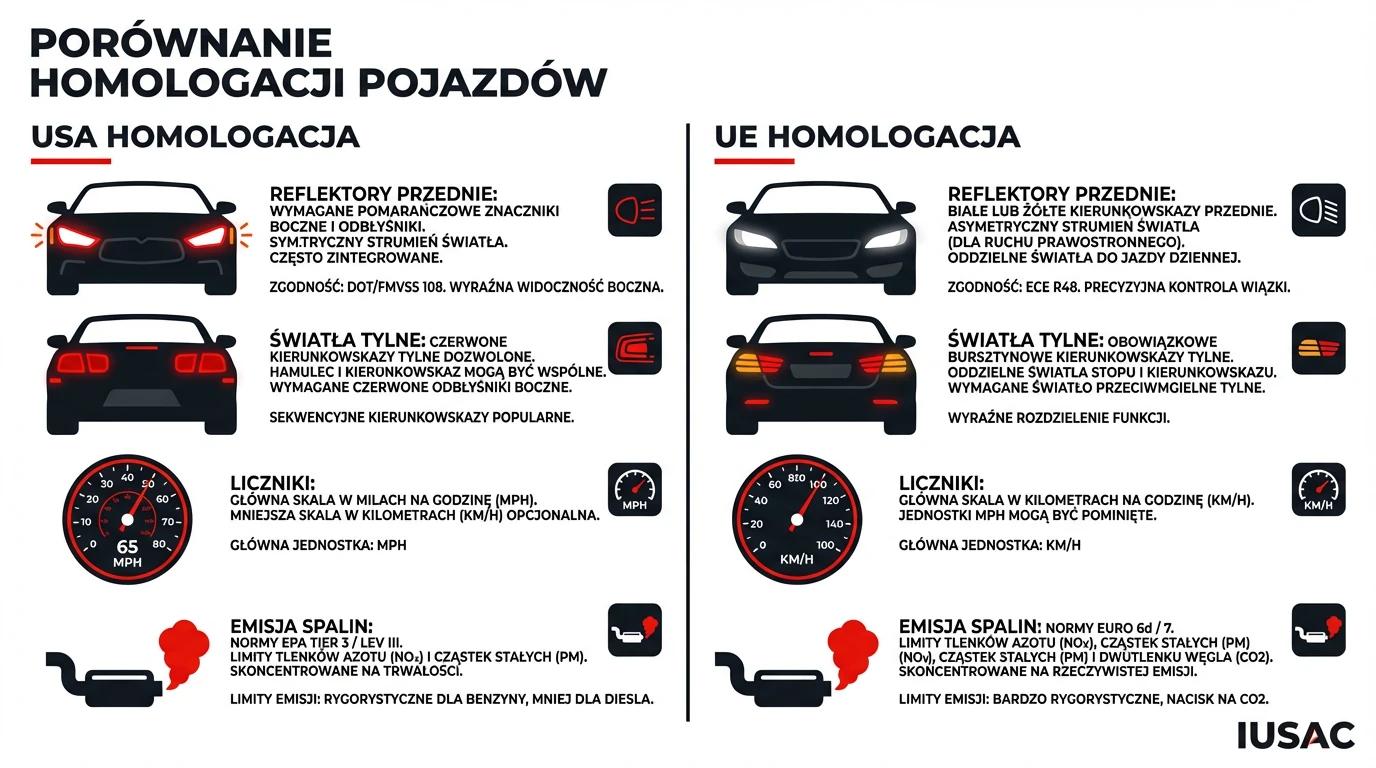 Zestawienie różnic w homologacji między amerykańską a europejską wersją Jeepa Cherokee