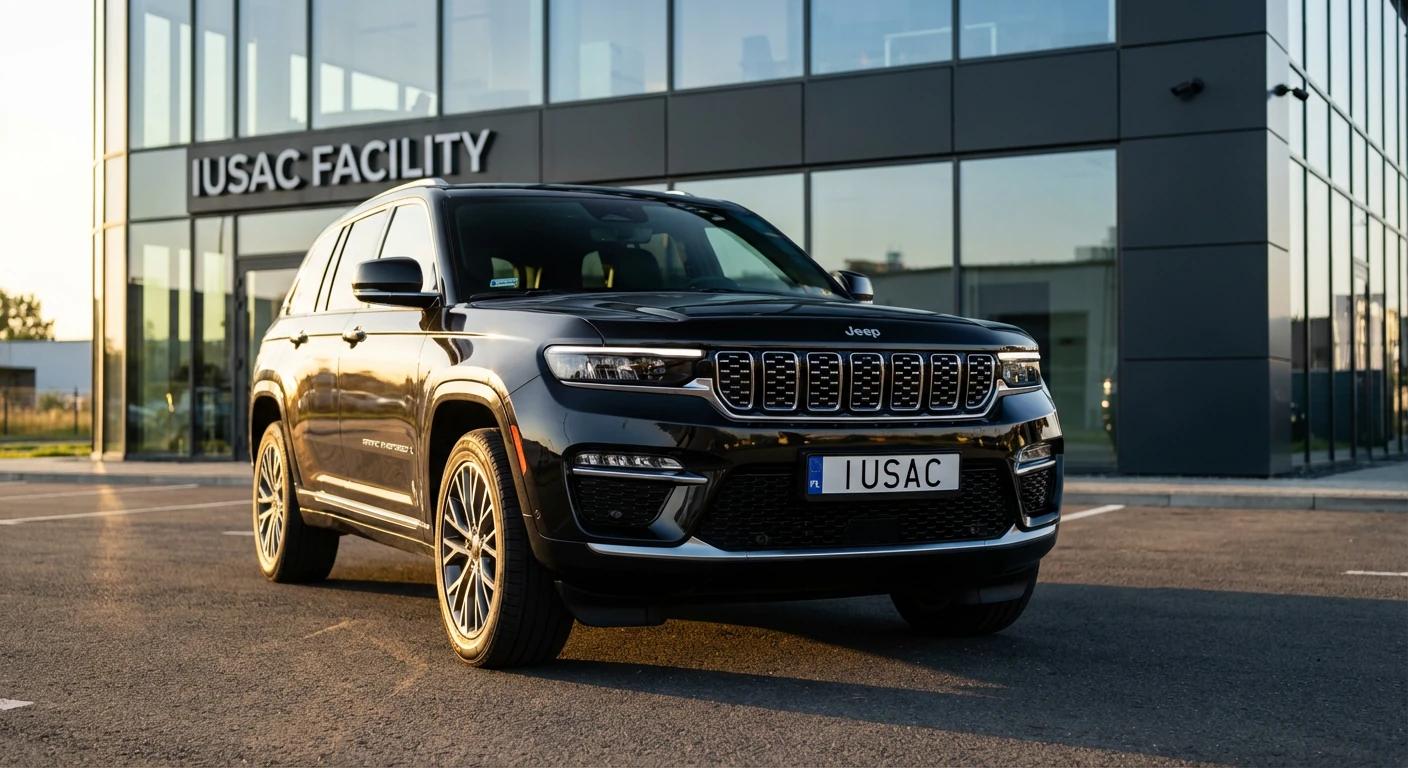 Czarny Jeep po pełnej naprawie i konwersji przez IUSAC, gotowy do odbioru przez klienta