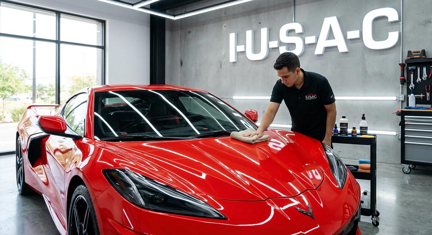 Detailing i wykończenie lakiernicze Chevroleta Corvette C8 w centrum IUSAC budujące doskonałe opinie.