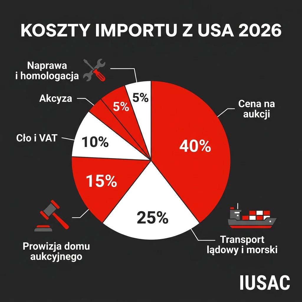 Kalkulacja 2026: Mitsubishi Outlander z USA koszty importu, cło, VAT i akcyza.