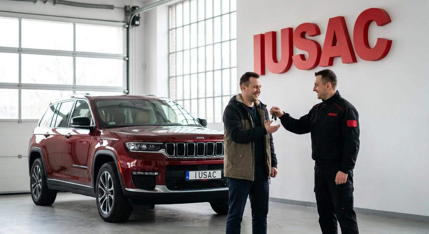 Gotowy do odbioru luksusowy SUV po profesjonalnej naprawie powypadkowej w serwisie IUSAC.