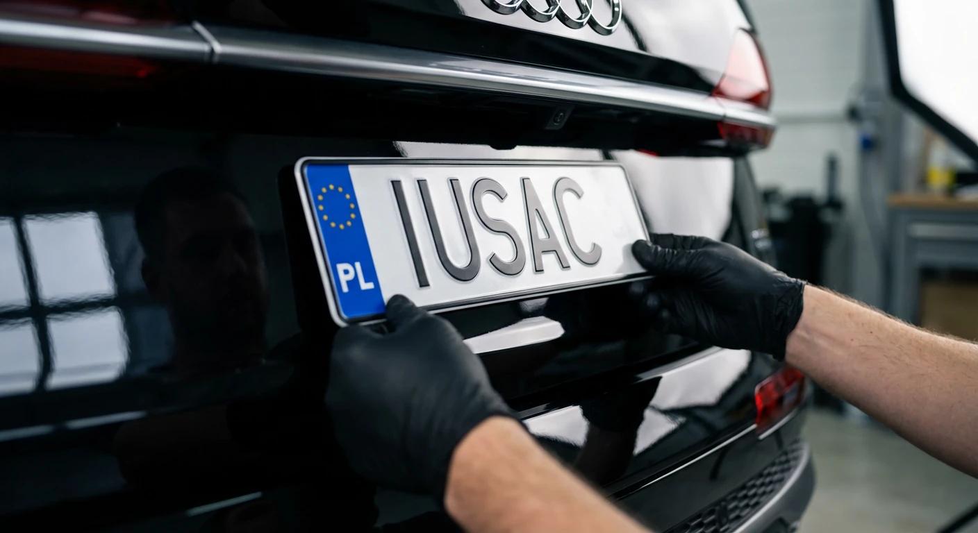 Montaż polskich tablic rejestracyjnych na sprowadzonym z USA Audi Q7 w serwisie IUSAC