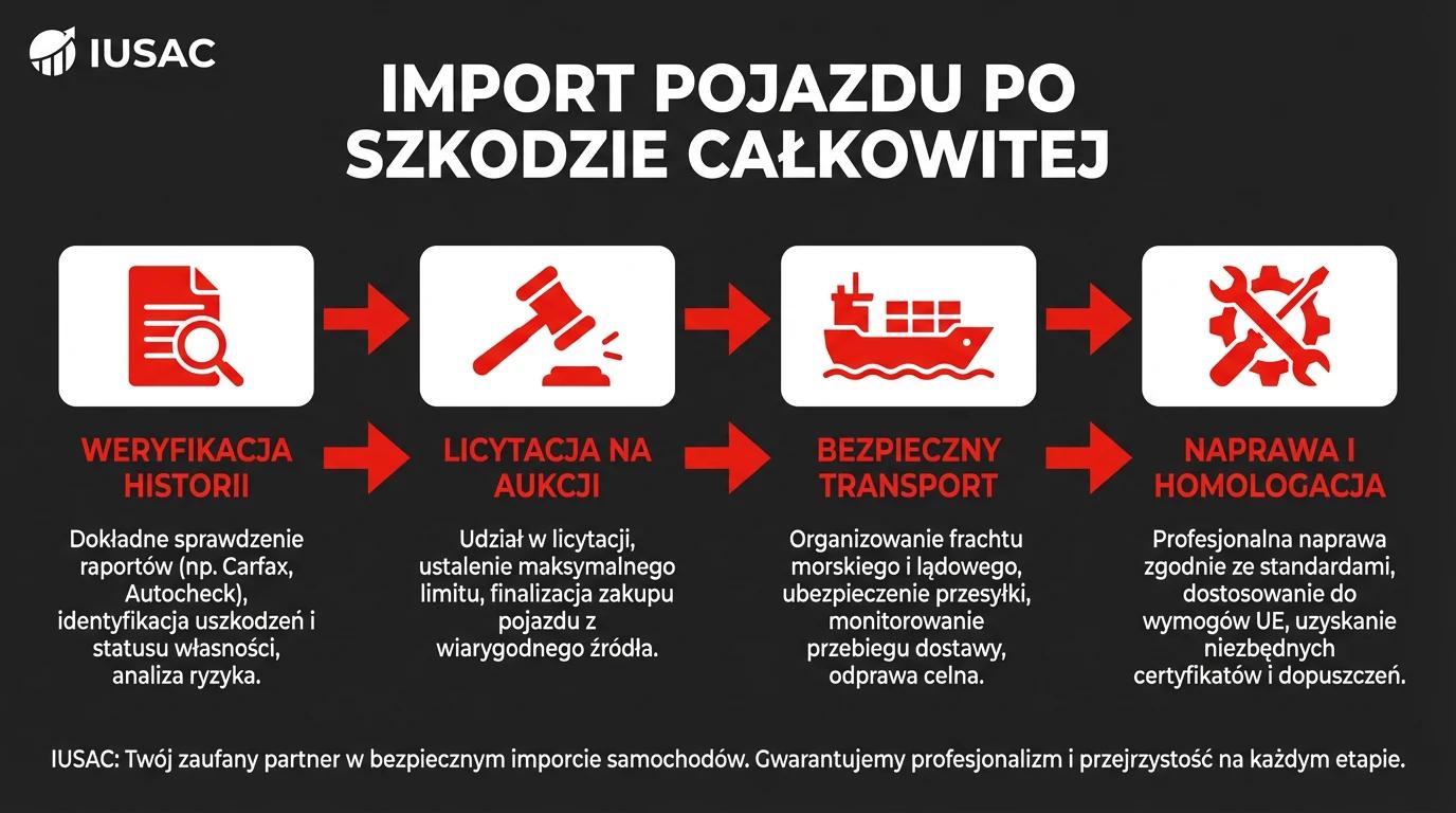 Proces bezpiecznego importu auta z USA po wypadku krok po kroku z IUSAC
