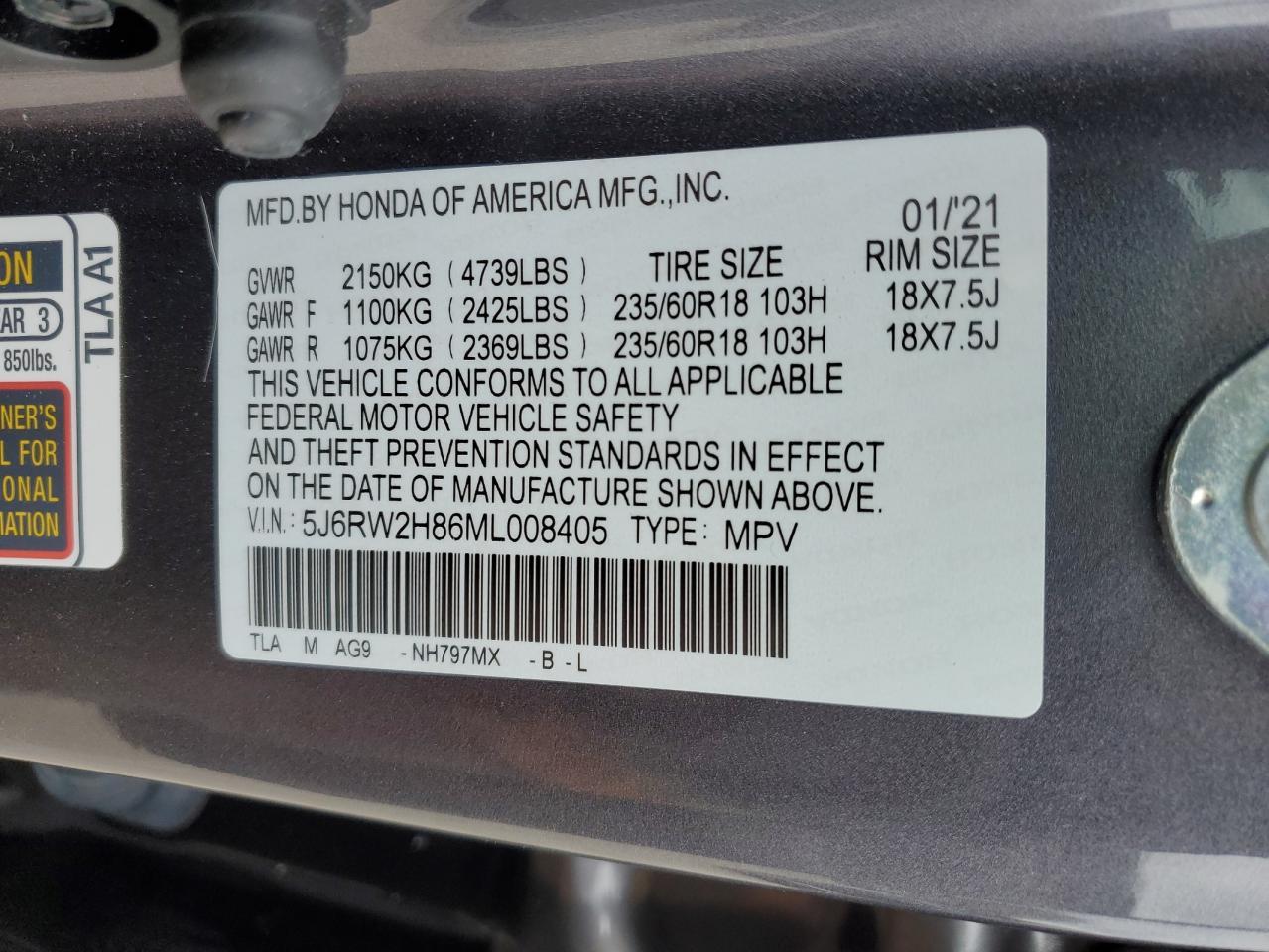 2021 Honda Cr-V Exl - zdjęcie 12