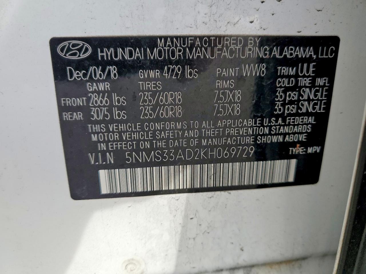 2019 Hyundai Santa Fe Sel - zdjęcie 13