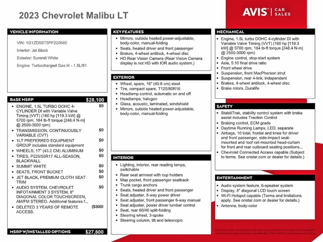 2023 Chevrolet Malibu Lt ** R & D * Pri Fleet ** - zdjęcie 12