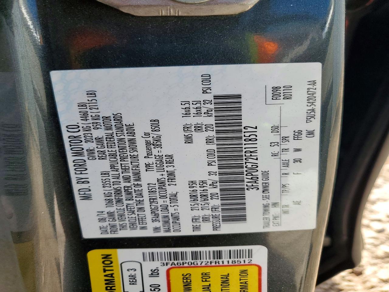 2015 Ford Fusion S - zdjęcie 12