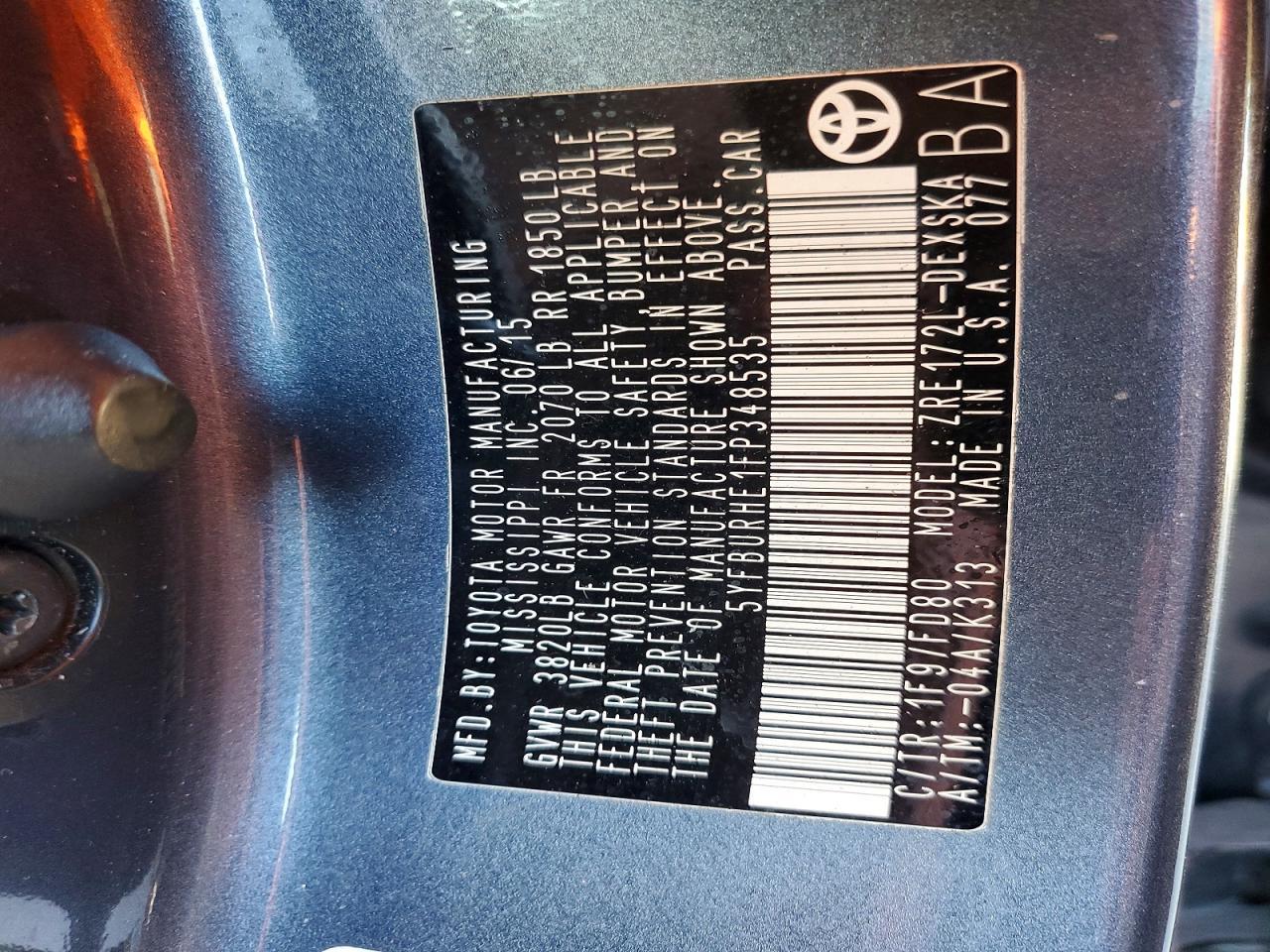 2015 Toyota Corolla L - zdjęcie 12