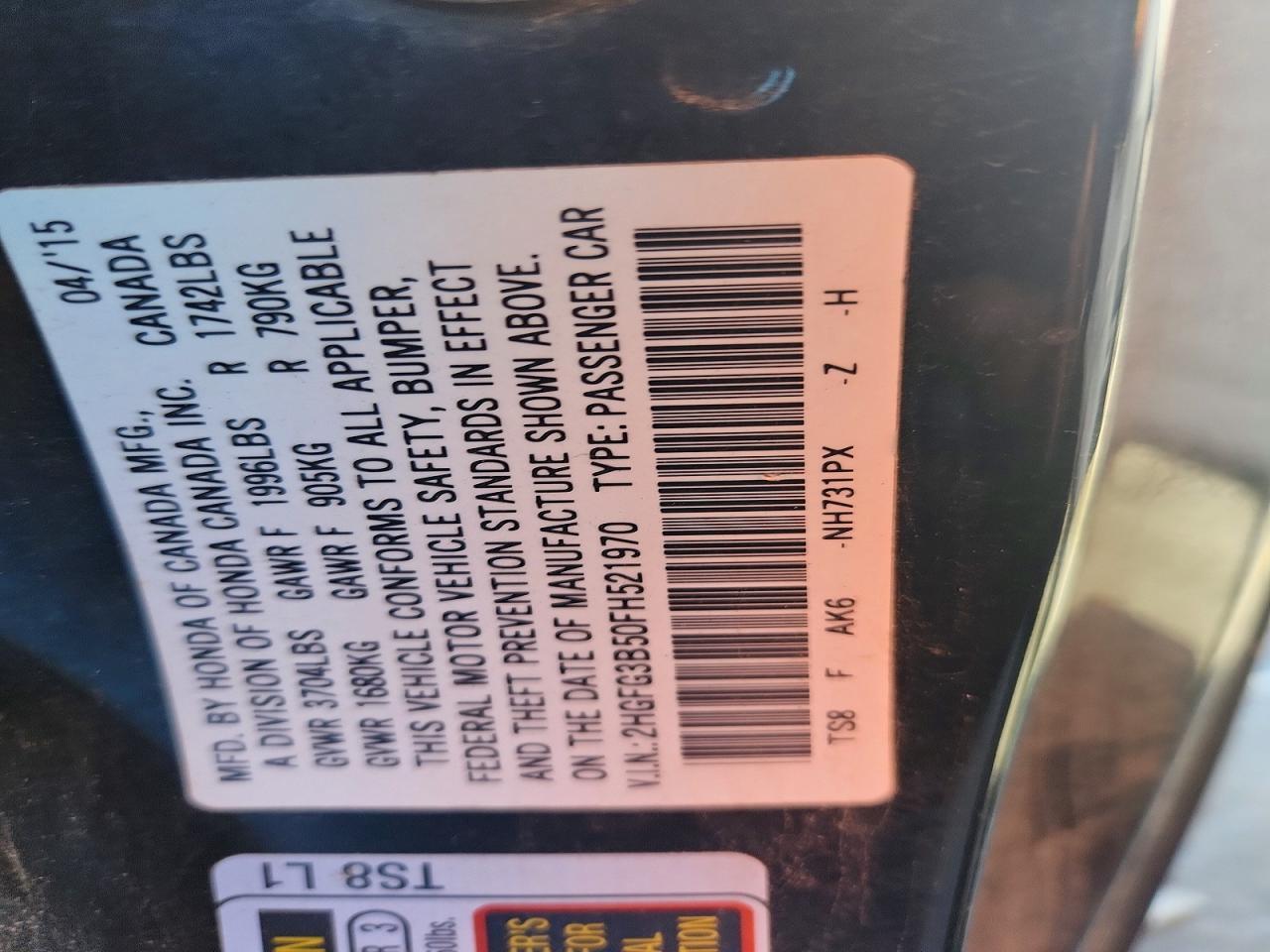 2015 Honda Civic Lx - zdjęcie 13