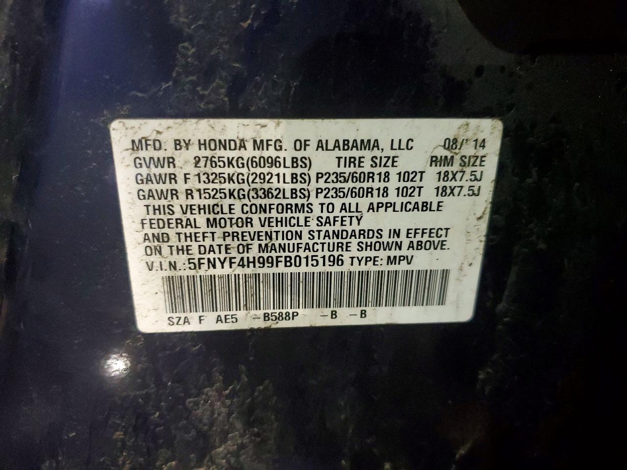 2015 Honda Pilot Touring - zdjęcie 13