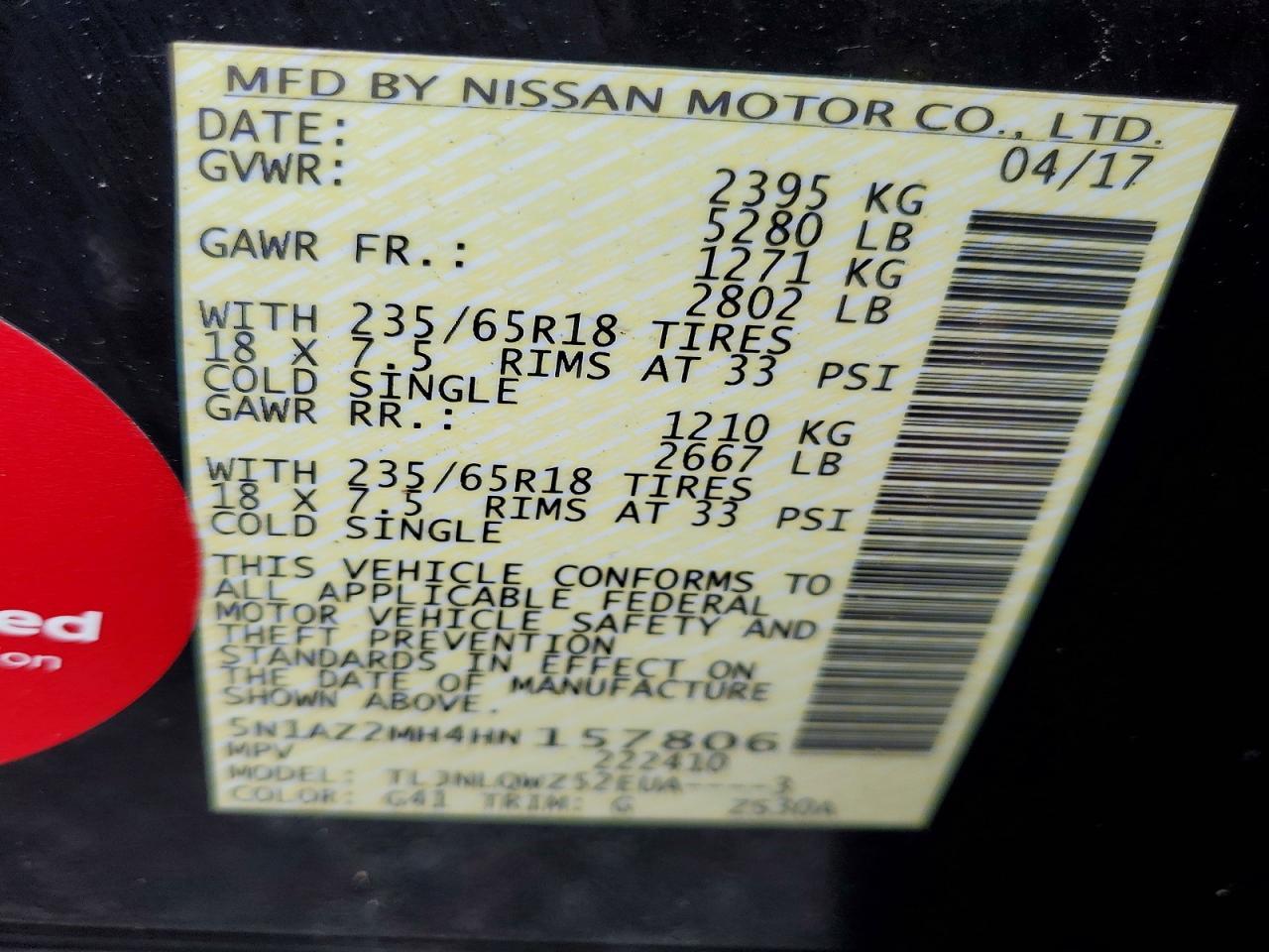 2017 Nissan Murano S - zdjęcie 14