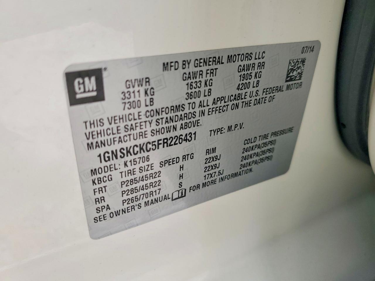 2015 Chevrolet Tahoe K1500 Ltz - zdjęcie 14