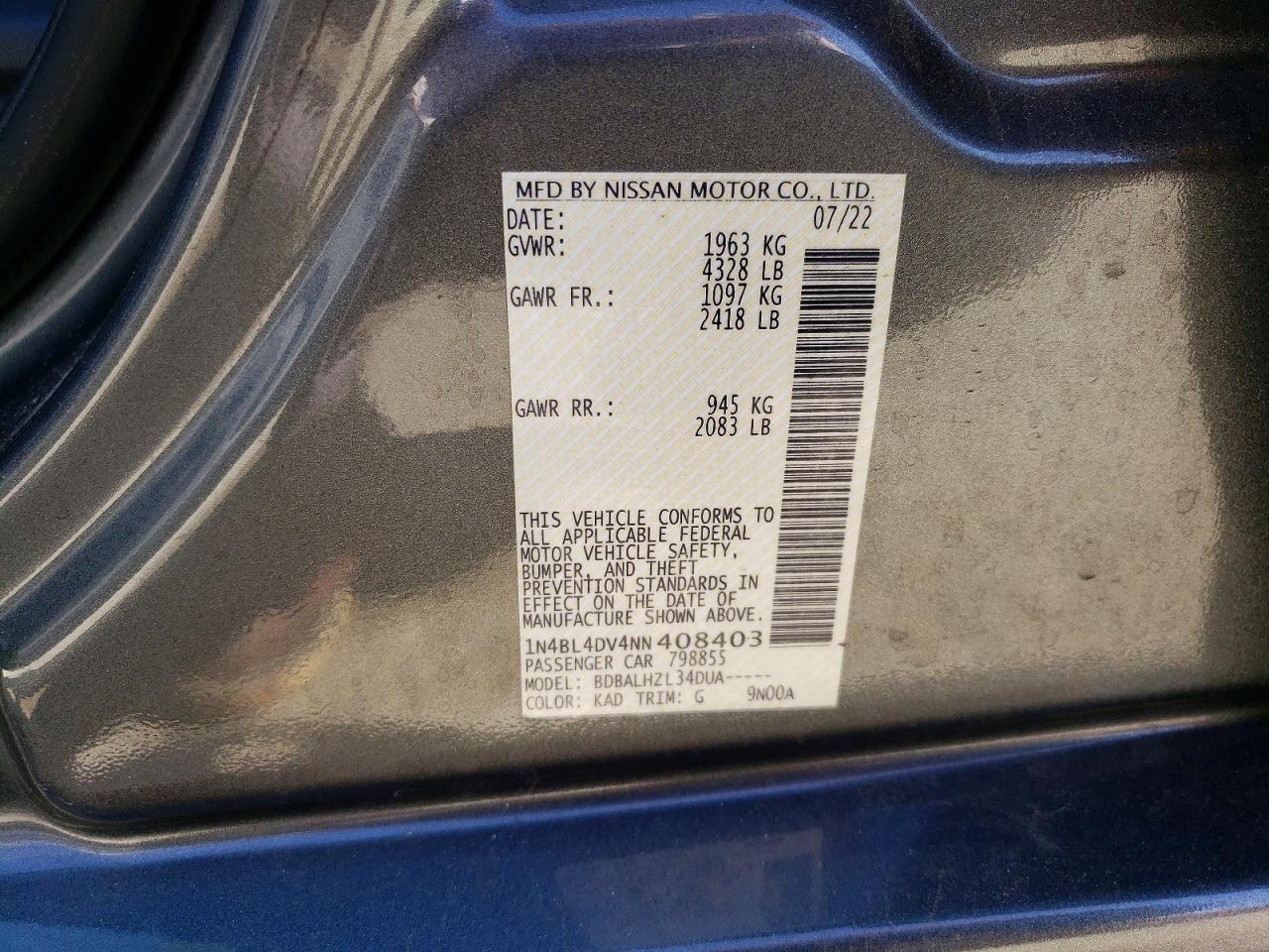 2022 Nissan Altima Sv - zdjęcie 13