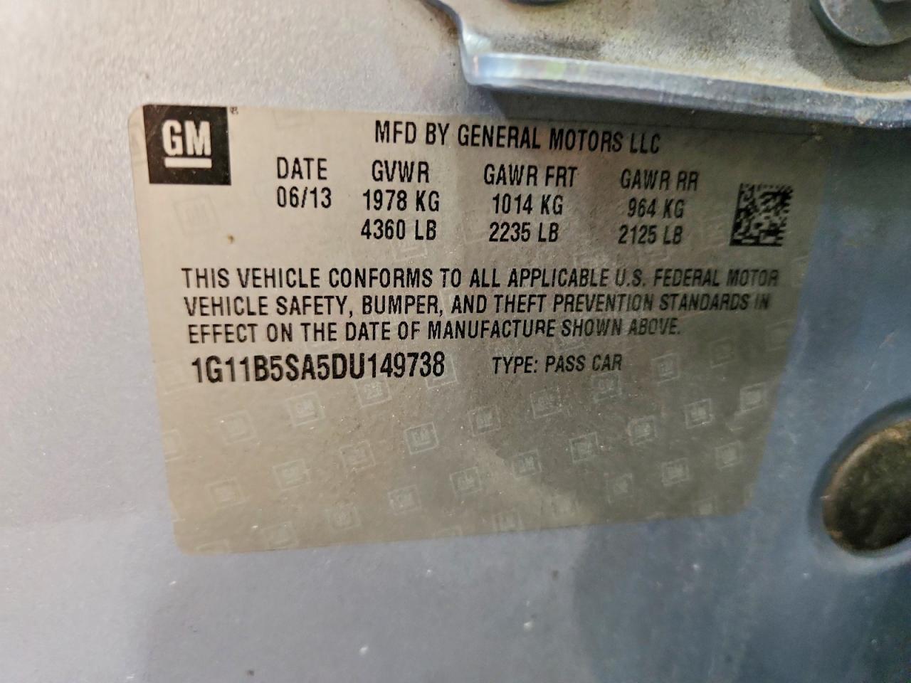 2013 Chevrolet Malibu Ls - zdjęcie 12