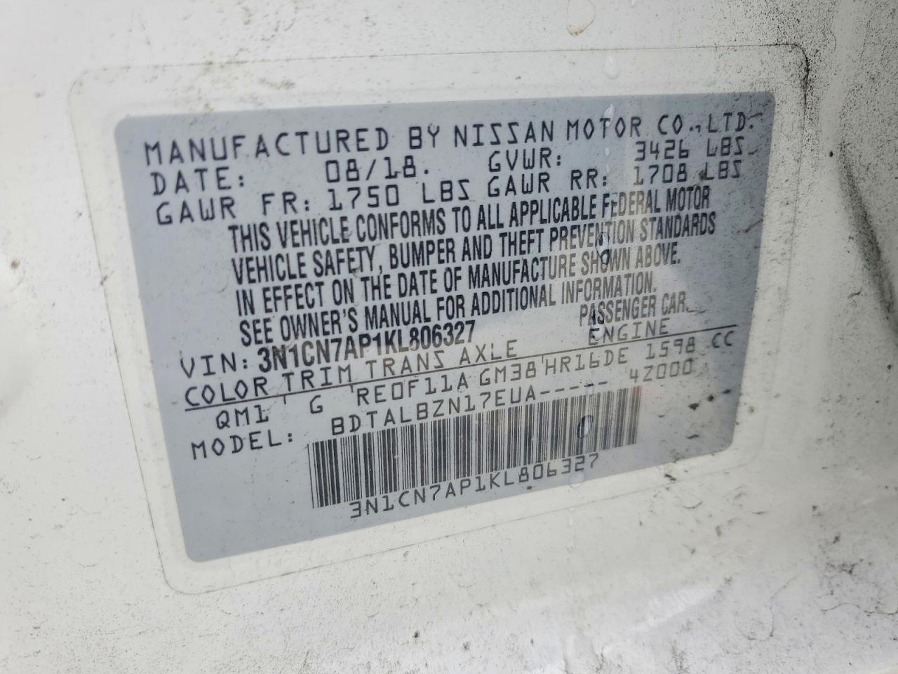 2019 Nissan Versa Sv - zdjęcie 12