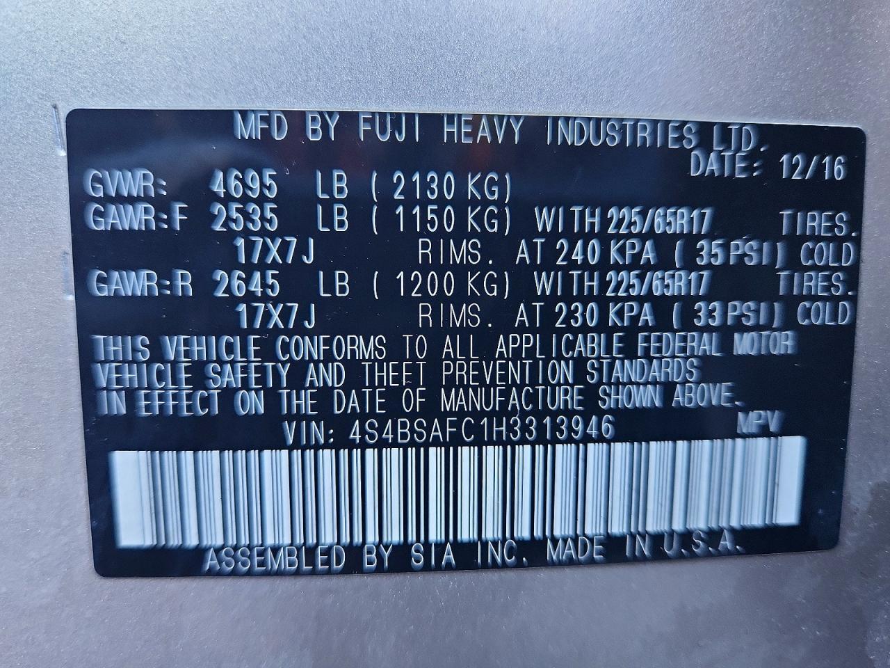 2017 Subaru Outback 2.5I Premium - zdjęcie 13