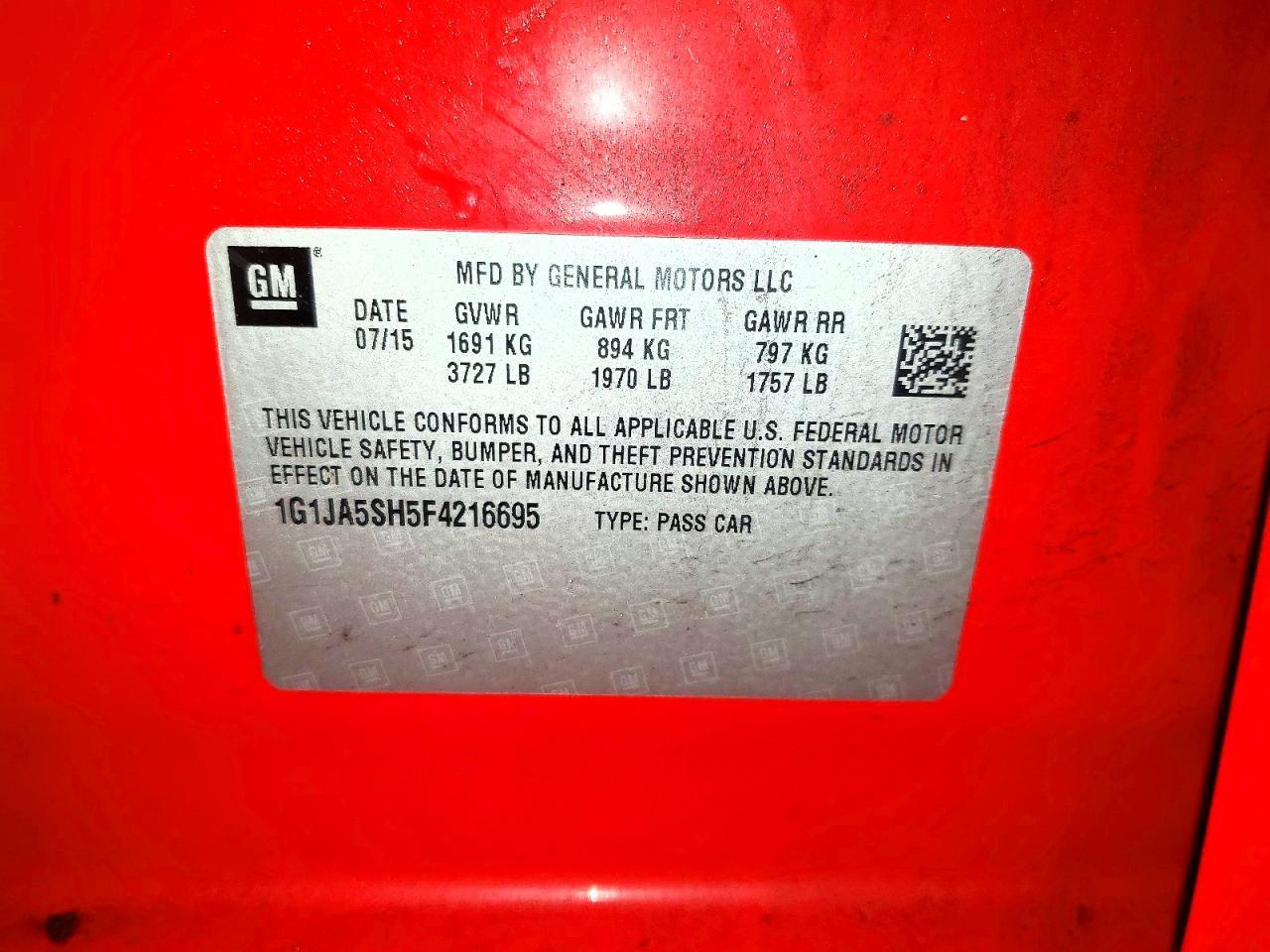 2015 Chevrolet Sonic Ls - zdjęcie 12