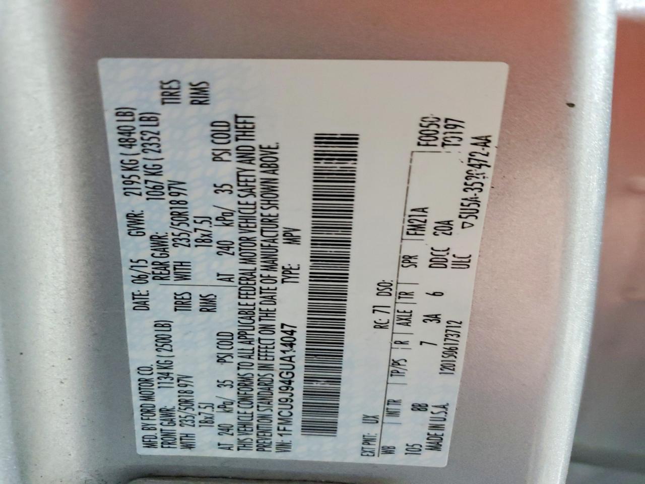 2016 Ford Escape Titanium - zdjęcie 14