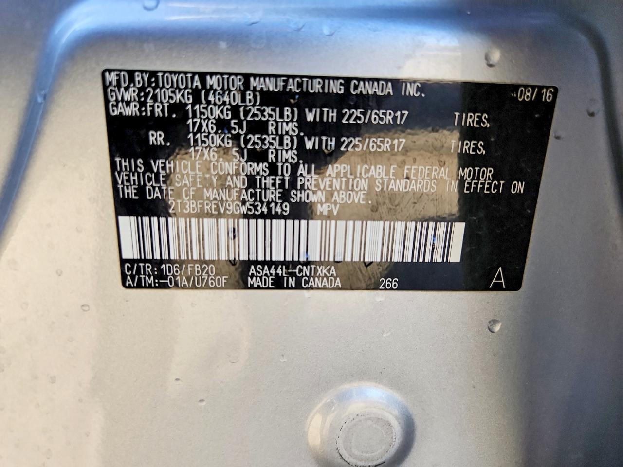 2016 Toyota Rav4 Le - zdjęcie 14