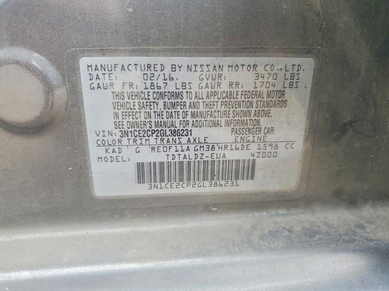 2016 Nissan Versa Note S - zdjęcie 12