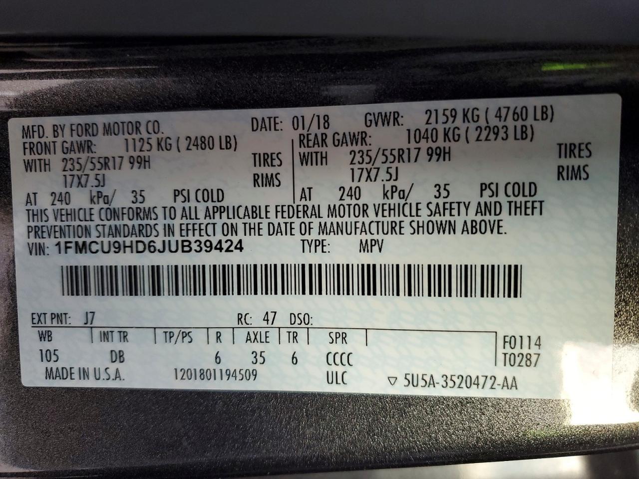 2018 Ford Escape Sel - zdjęcie 13