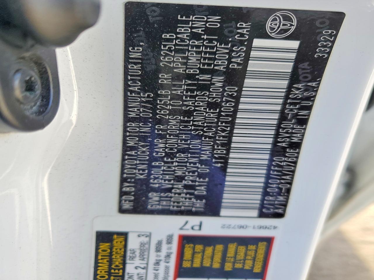 2015 Toyota Camry Le - zdjęcie 12
