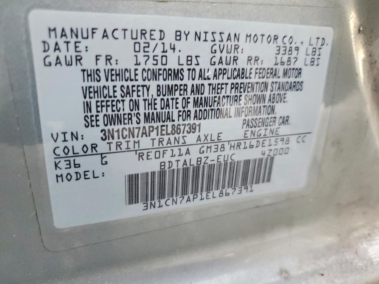 2014 Nissan Versa S - zdjęcie 12