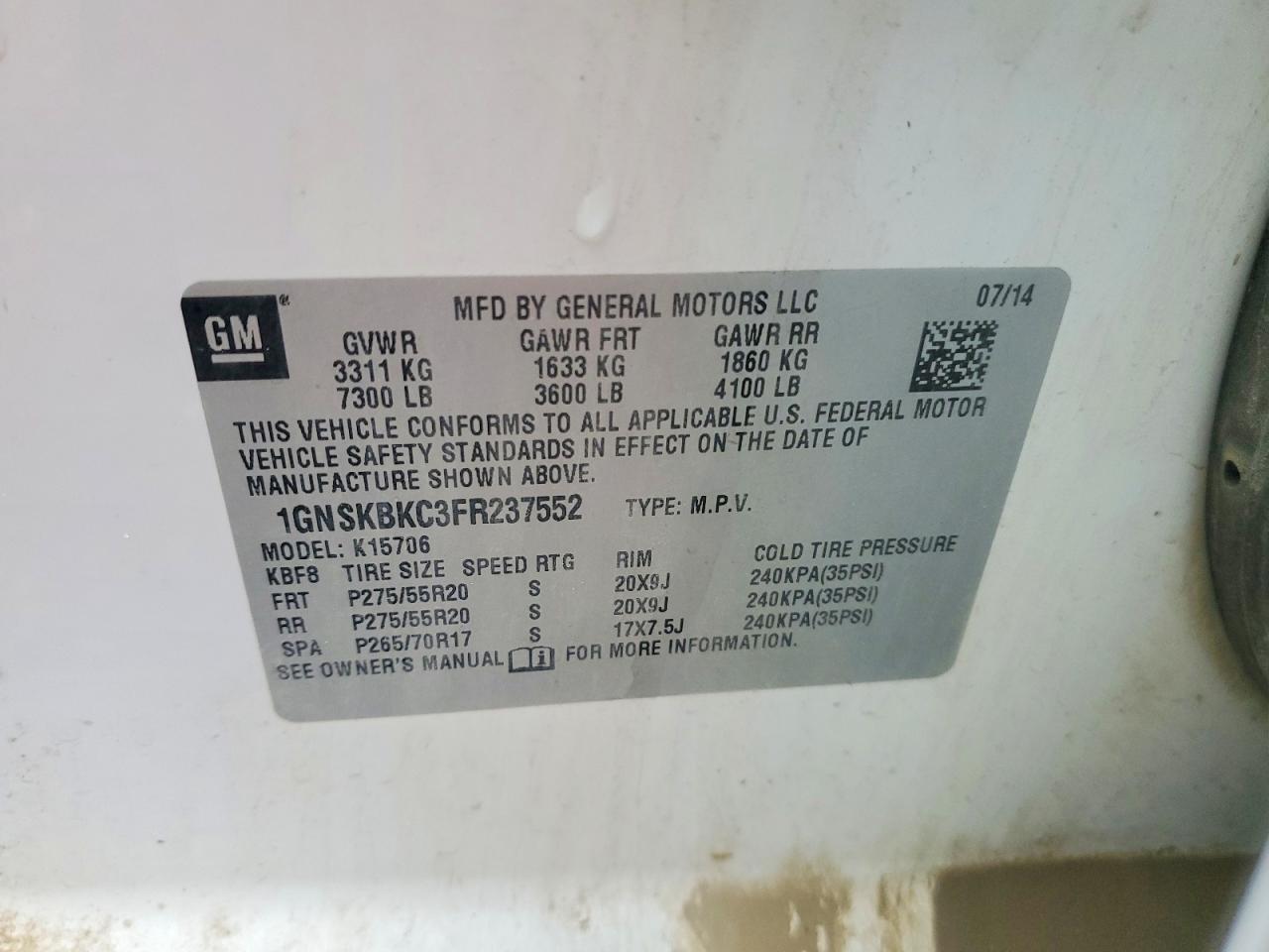 2015 Chevrolet Tahoe K1500 Lt - zdjęcie 13