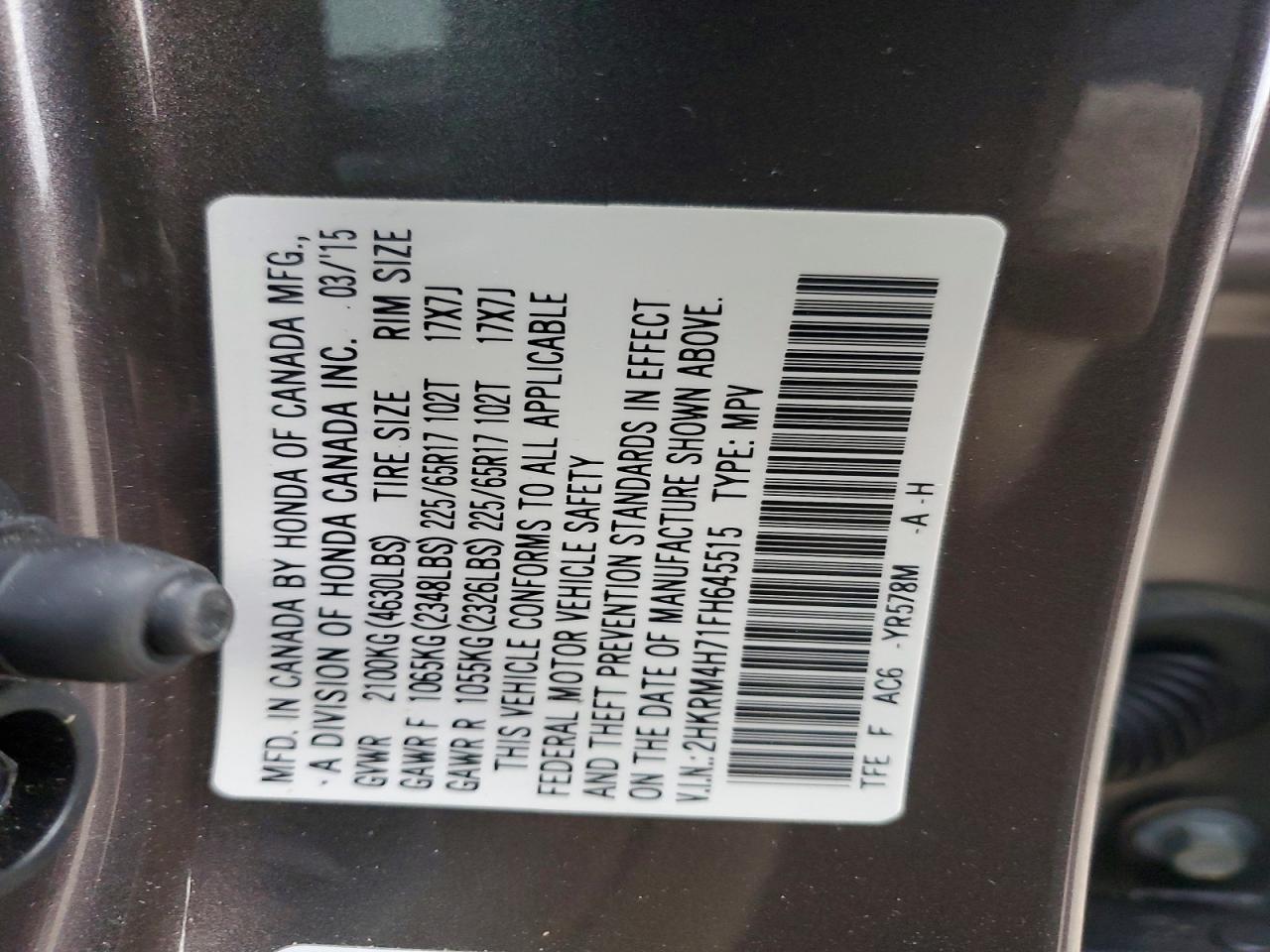 2015 Honda Cr-V Exl - zdjęcie 13