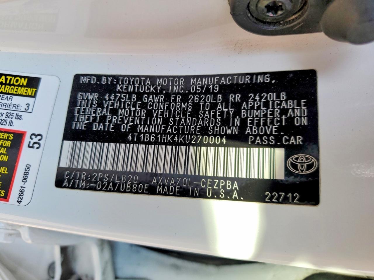 2019 Toyota Camry Xse - zdjęcie 12