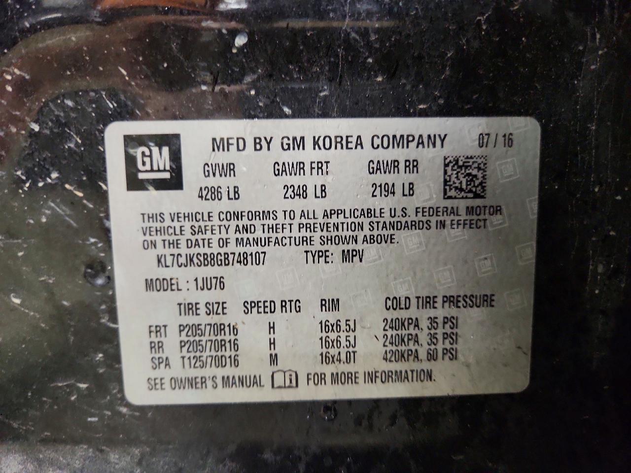 2016 Chevrolet Trax Ls - zdjęcie 12