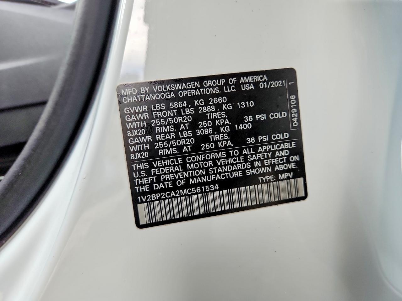 2021 Volkswagen Atlas Sel - zdjęcie 14